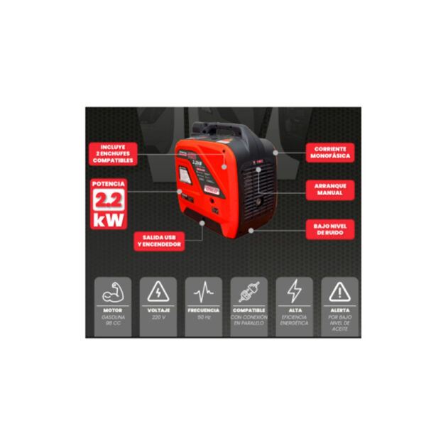 Generador Inversor a Gasolina Inverterlite 2.2 kW Oslo - Imagen 8