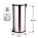 BASURERO ACERO INOXIDABLE CIERRE SUAVE 30 L - Imagen 3