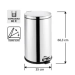 BASURERO ACERO INOXIDABLE CIERRE SUAVE 40 L SOIN - Imagen 2