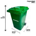 CONTENEDOR DE BASURA CON RUEDAS 360 L - Imagen 2