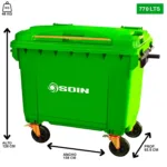 CONTENEDOR DE BASURA CON RUEDAS 770 L - Imagen 2
