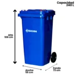 CONTENEDOR DE BASURA CON RUEDAS 240 L - Imagen 3